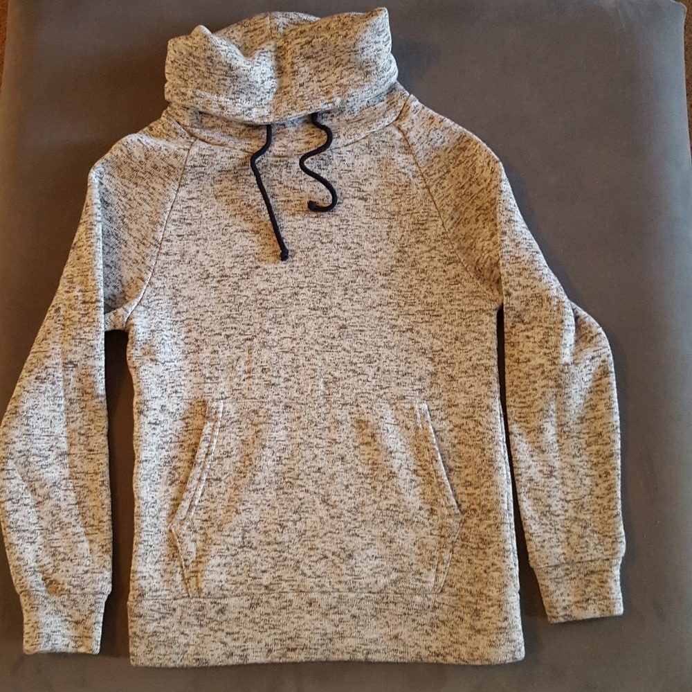 Cowl-neck sweatshirt.
