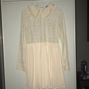 Sabo Skirt Lace Dress with Pearls on Collar