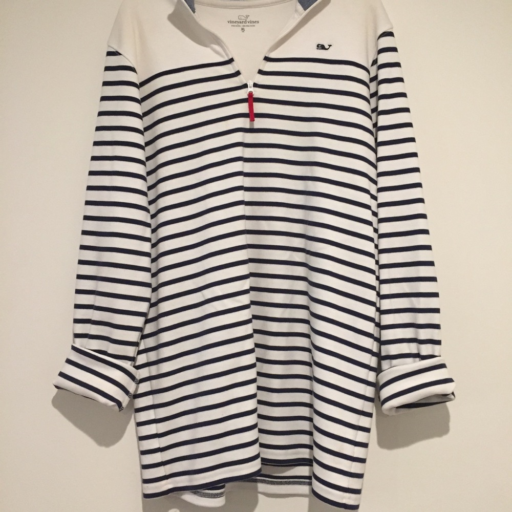 Vineyard Vines striped quarterzip pull over