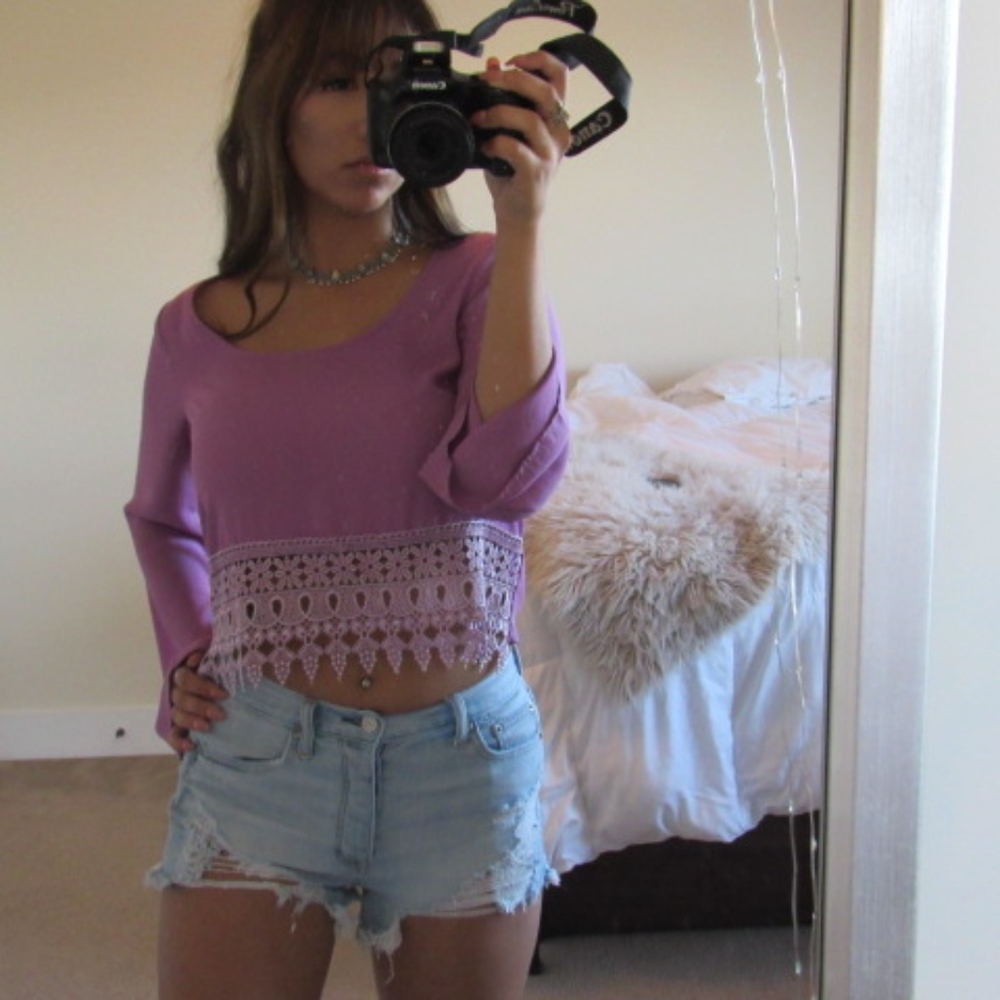 purple crop top