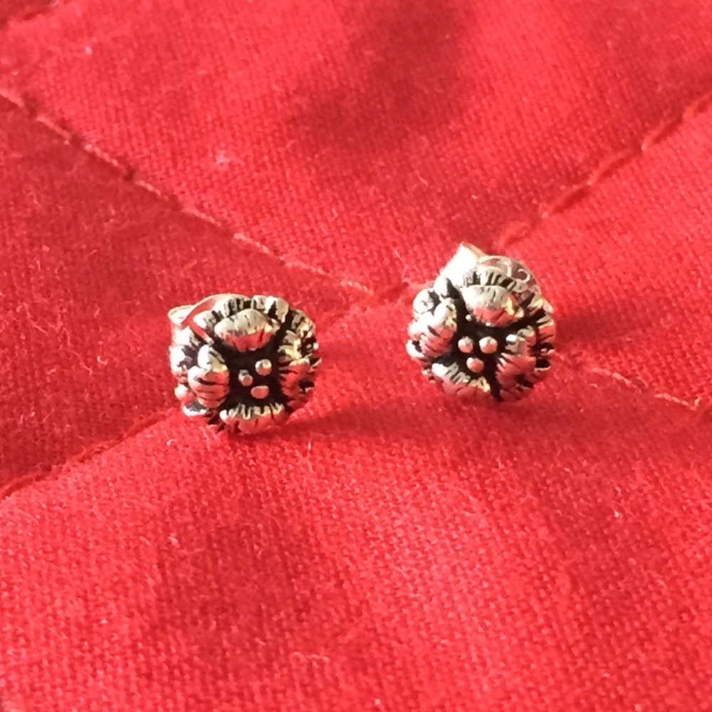 925 Sterling Silver Layered Flower Stud Earrings