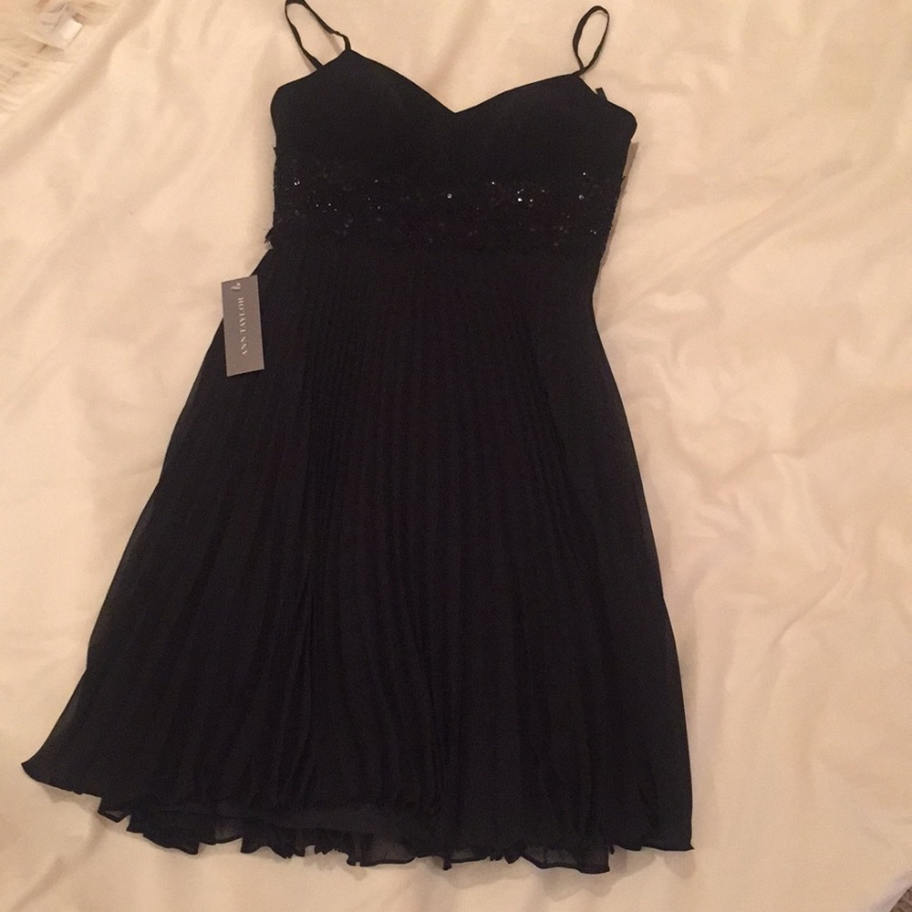 NWT Ann Taylor  beaded &sequin on  a black dress