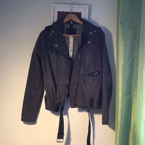 Quiksilver charcoal motorcycle denim jacket