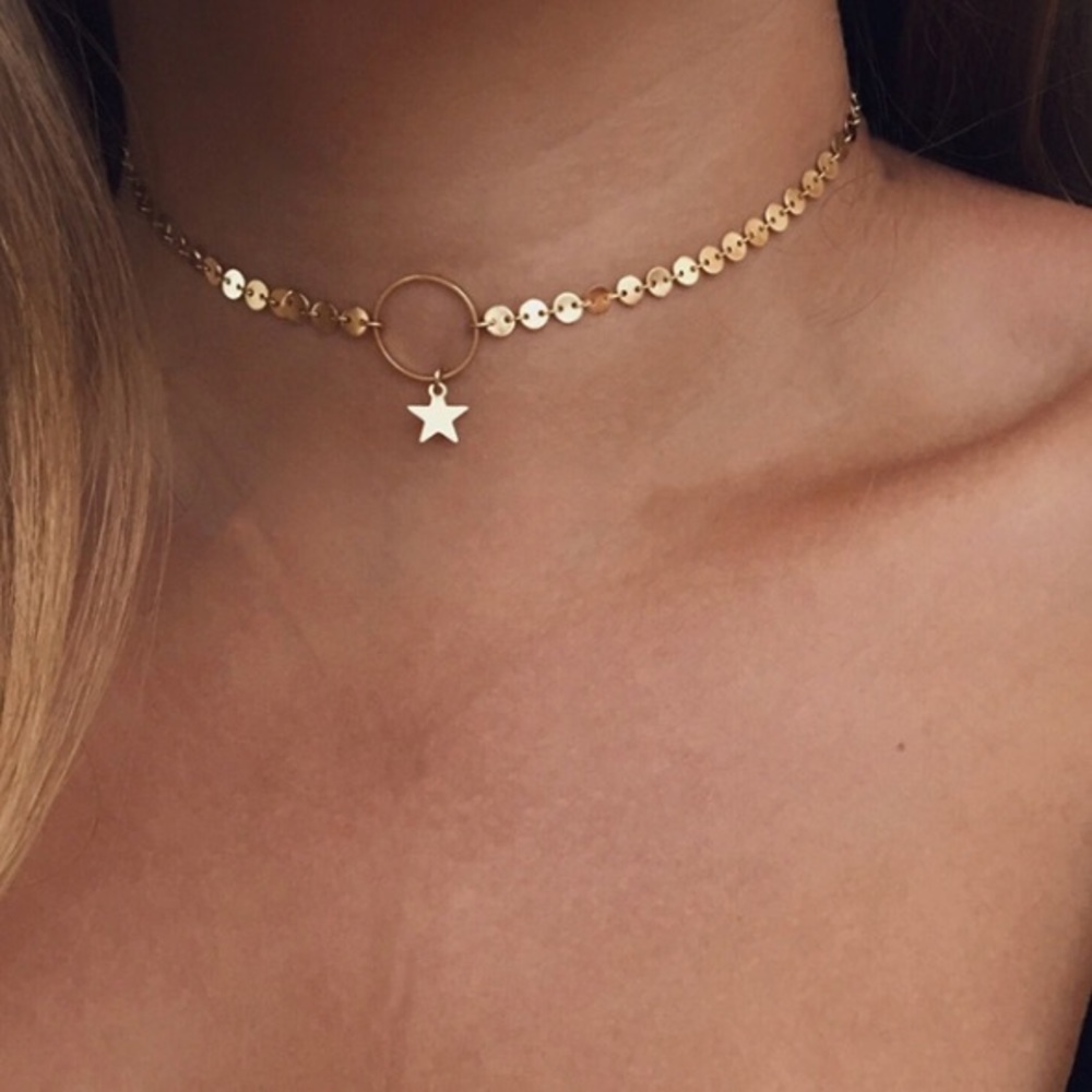 GUIDE STAR ☆ GOLD Choker Necklace - Picture 1 of 3