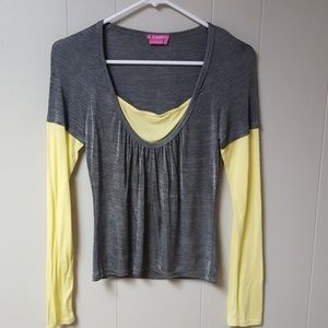 BCBGIRLS grey and yellow top