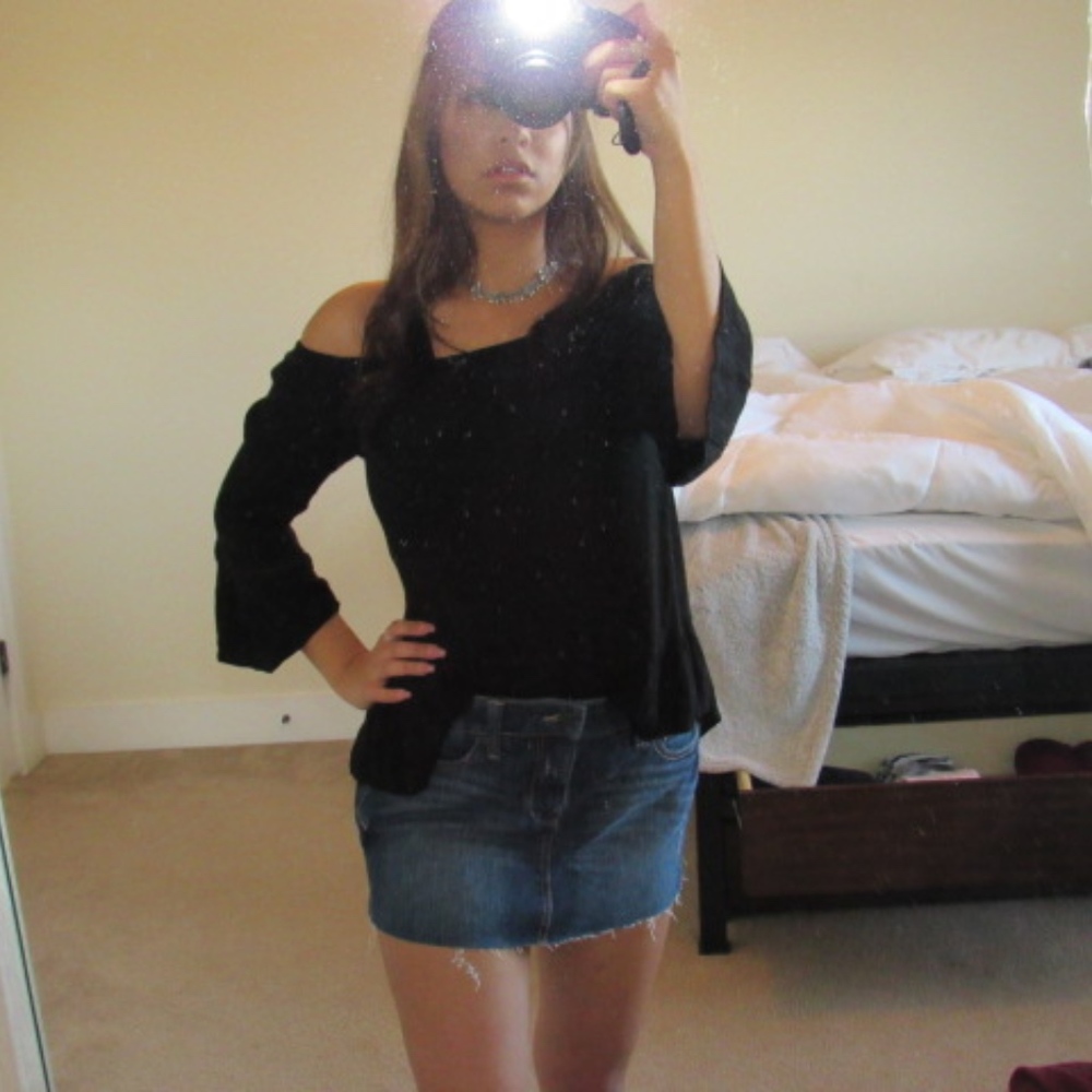 denim mini skirt