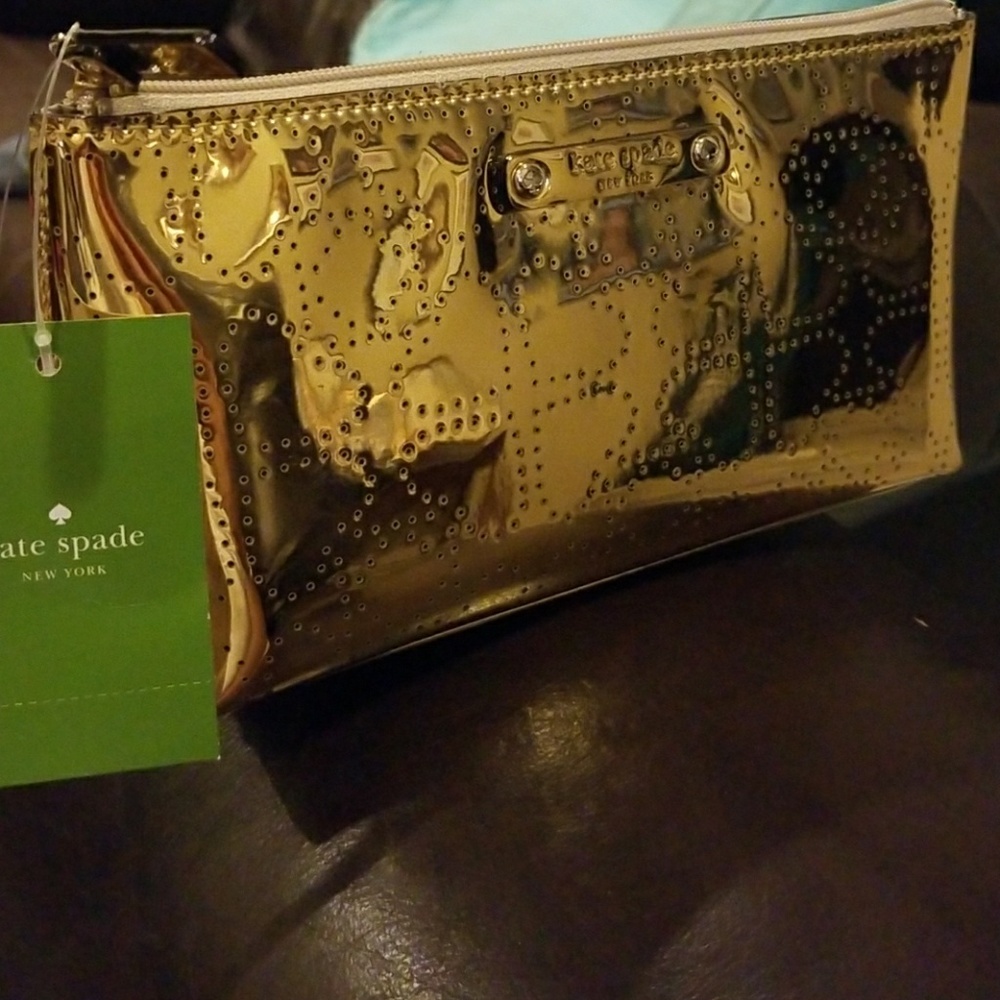 Kate Spade Metro Spade Gold Cosmetic Bag