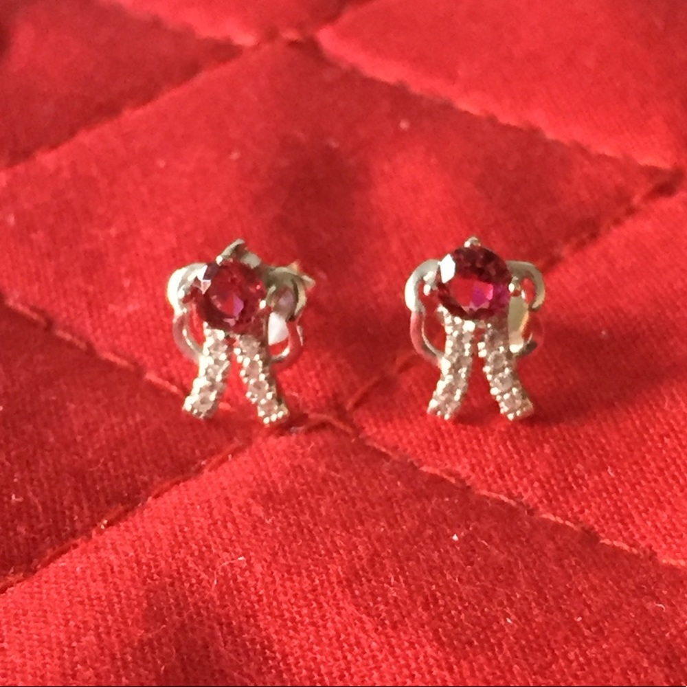 925 Sterling Silver Pink Stud Earrings