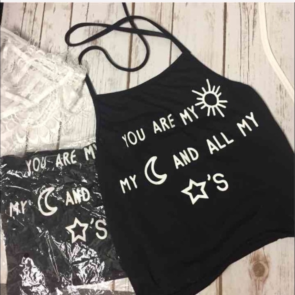 Sun 🌚 and Stars Basic Halter CROP
