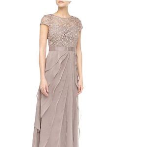 Adrianna Papell Lace & Ruffle Gown