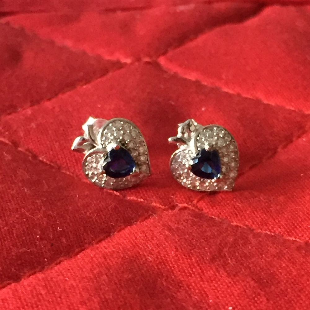 925 Sterling Silver Blue Apple Studded Earrings