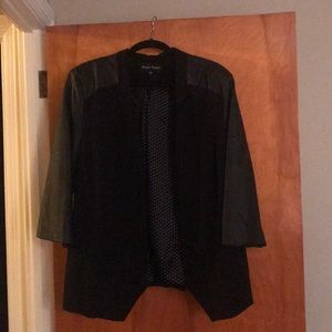 Black blazer with pleather sleeves and shoulders