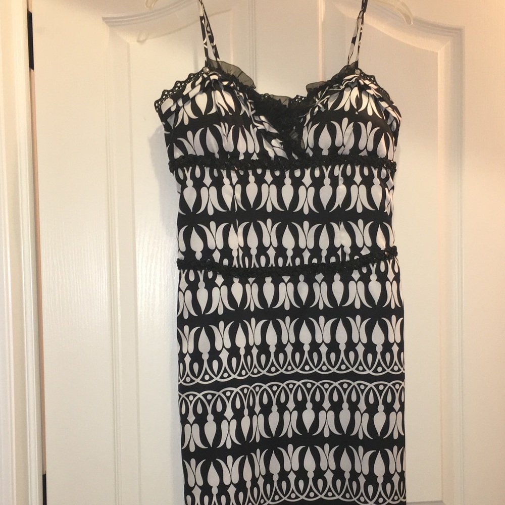 Black and white satin cocktail dress!!