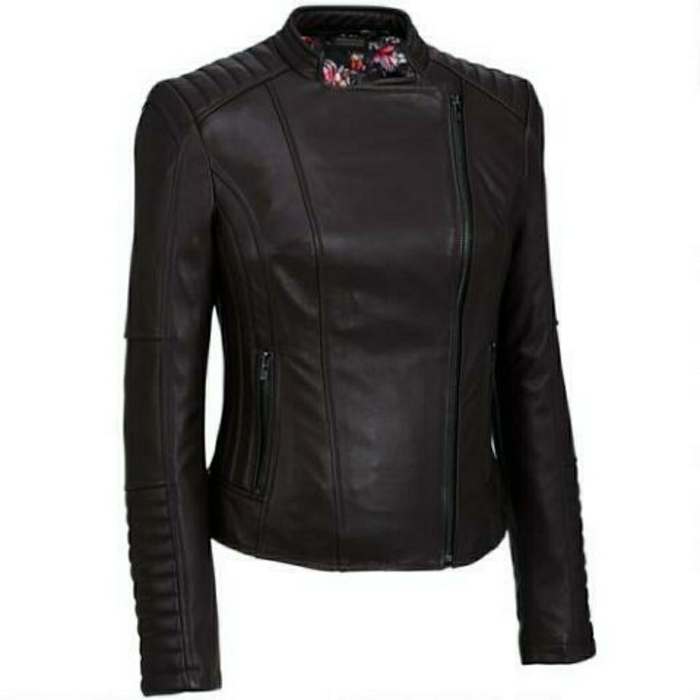 Black leather moto jacket