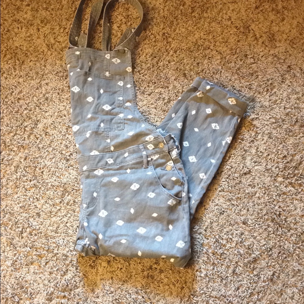 Gray and white Hollister overalls