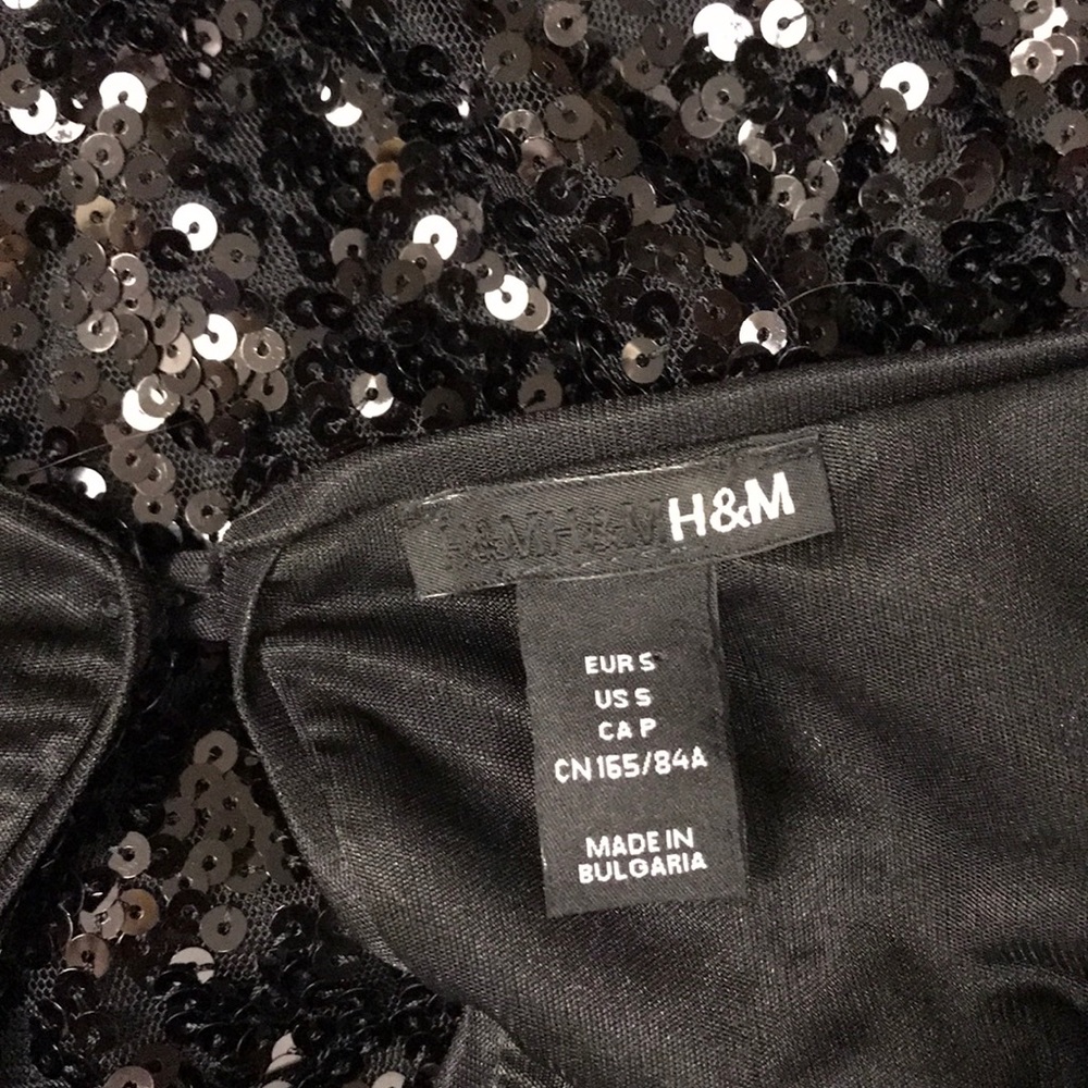 H&M sequin mini dress sz S little black dress - Picture 4 of 5