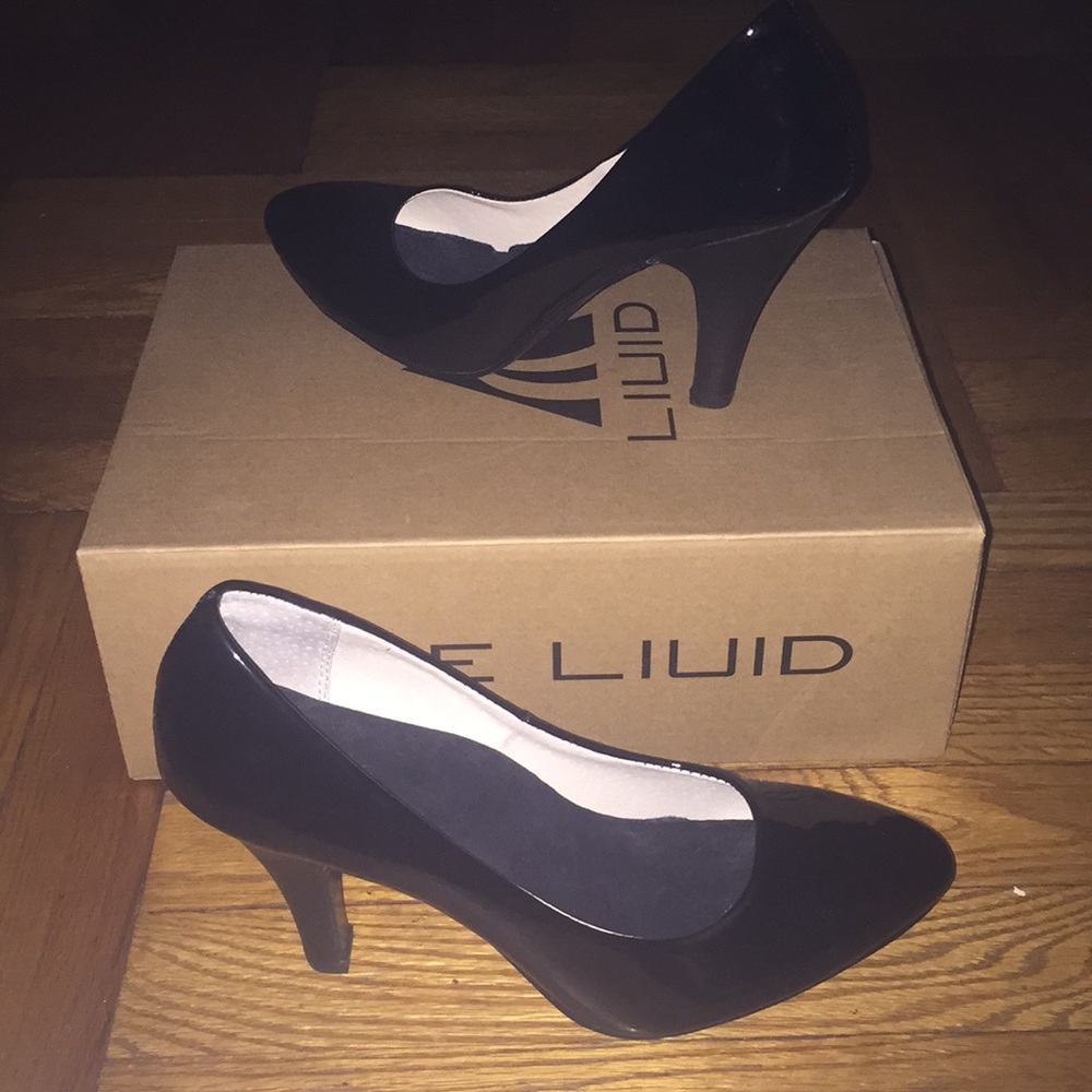 Black patent leather Satin shoes