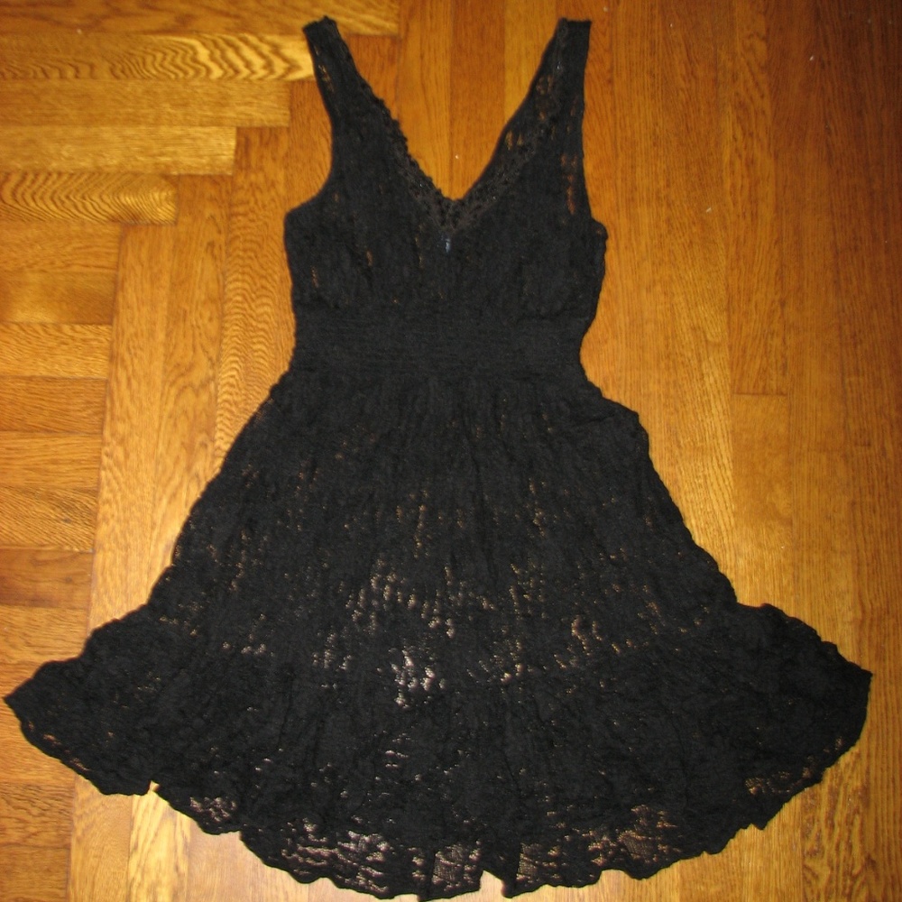 Mid-Length Black Free People Lace Dress