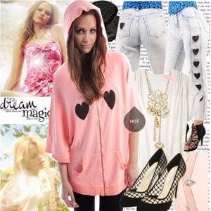 WILDFOX Black Heart Zip Poncho