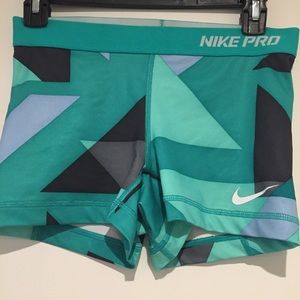 Nike Pro geometric patterned spandex shorts