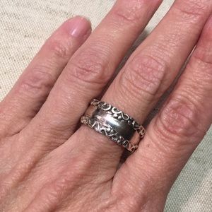 Wide Sterling Silver Band Ring Filigree Edge