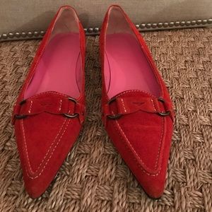 J. Crew Italian flats, Tigerlily red/orange suede