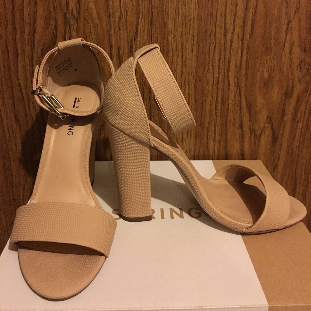 Call it Spring Arther Block Heel Nude Sandals