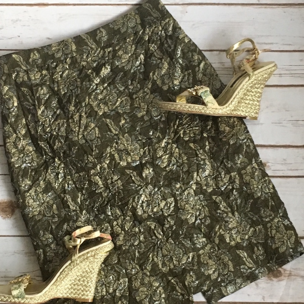 J. Crew • Metallic, Crinkle Fabric Pencil Skirt - Picture 8 of 8