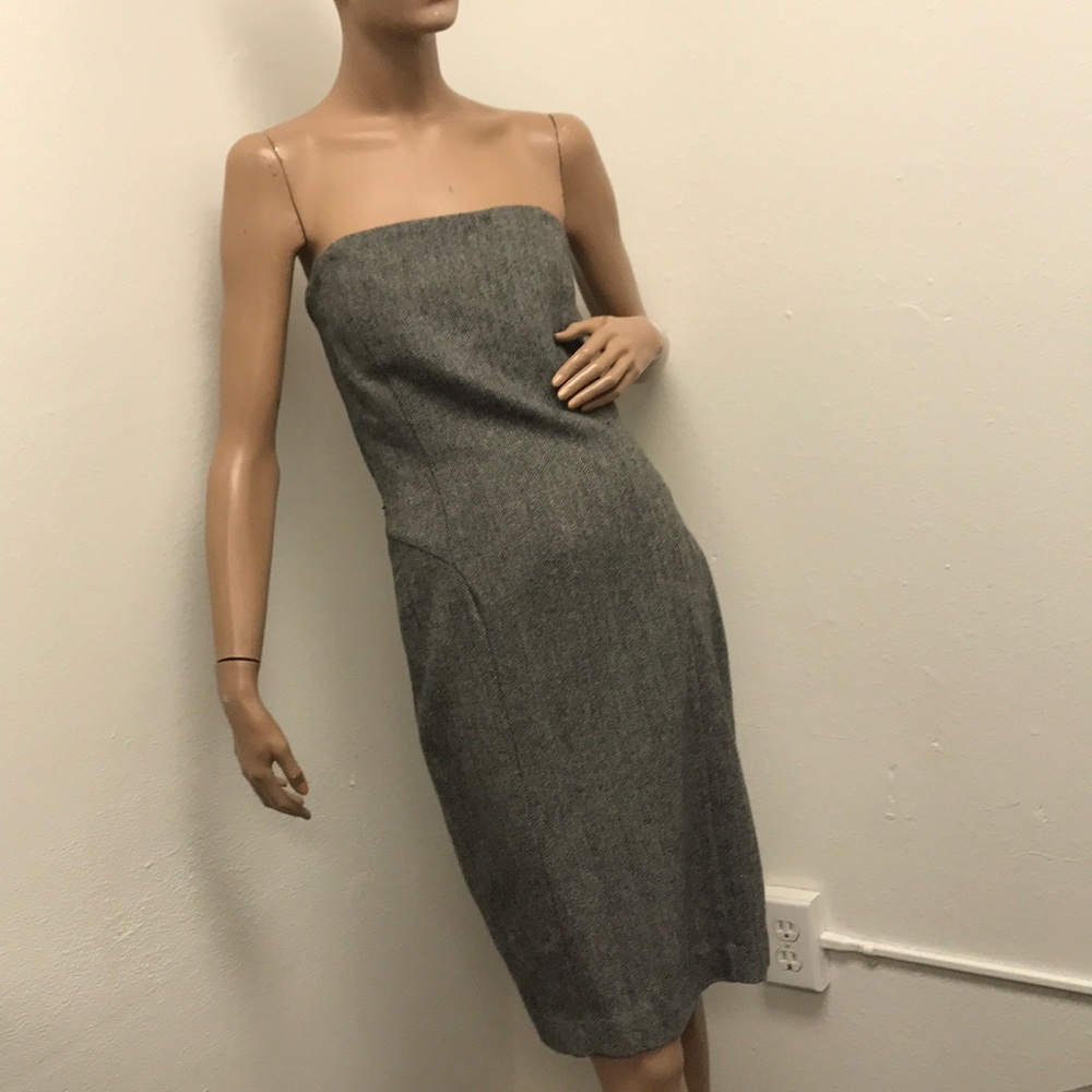 Ming strapless dress wool blend sz 4 black  gray