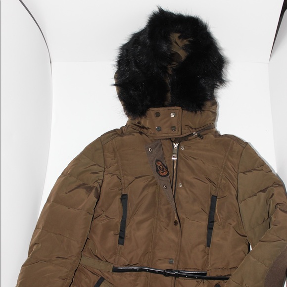 Zara Luxe Brown Puffer Faux Fur Hooded Coat - Picture 5 of 7