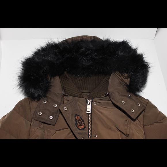 Zara Luxe Brown Puffer Faux Fur Hooded Coat - Picture 6 of 7