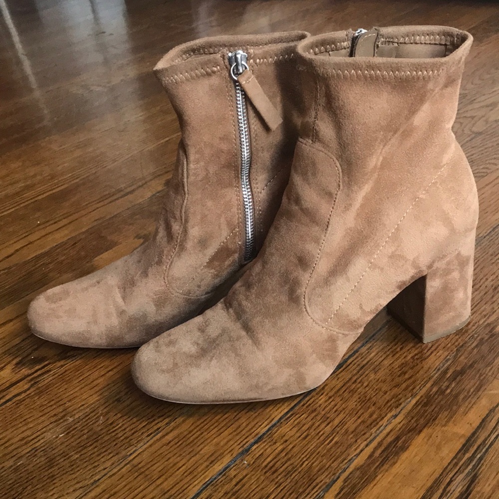 Zara soft micro suede nude booties