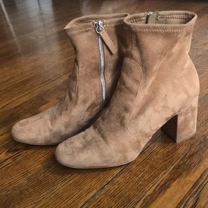 Zara soft micro suede nude booties