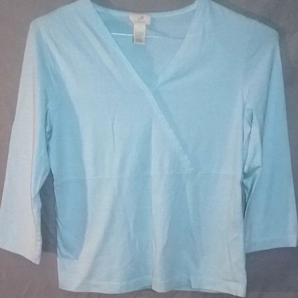 J. Jill Blue 3/4 Sleeve Top Size Small (4-56)