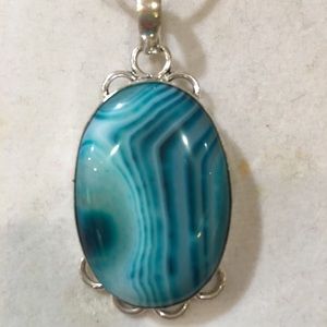 Sterling silver and Botswana agate pendant