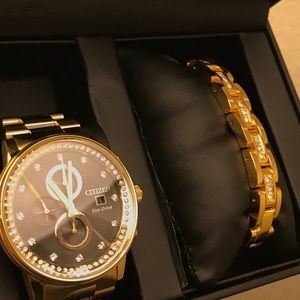 Citizen gold watch and bracelet