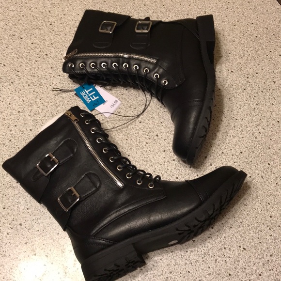 Rue21 Shoes - NWT black lace/zip combat/moto  boots - 7/8 wide