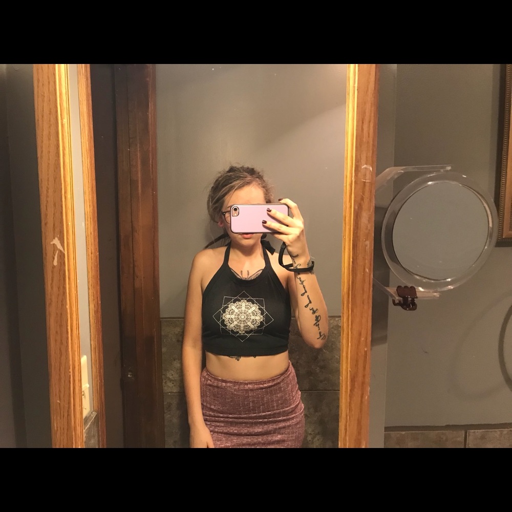 Mandala halter crop top sz M