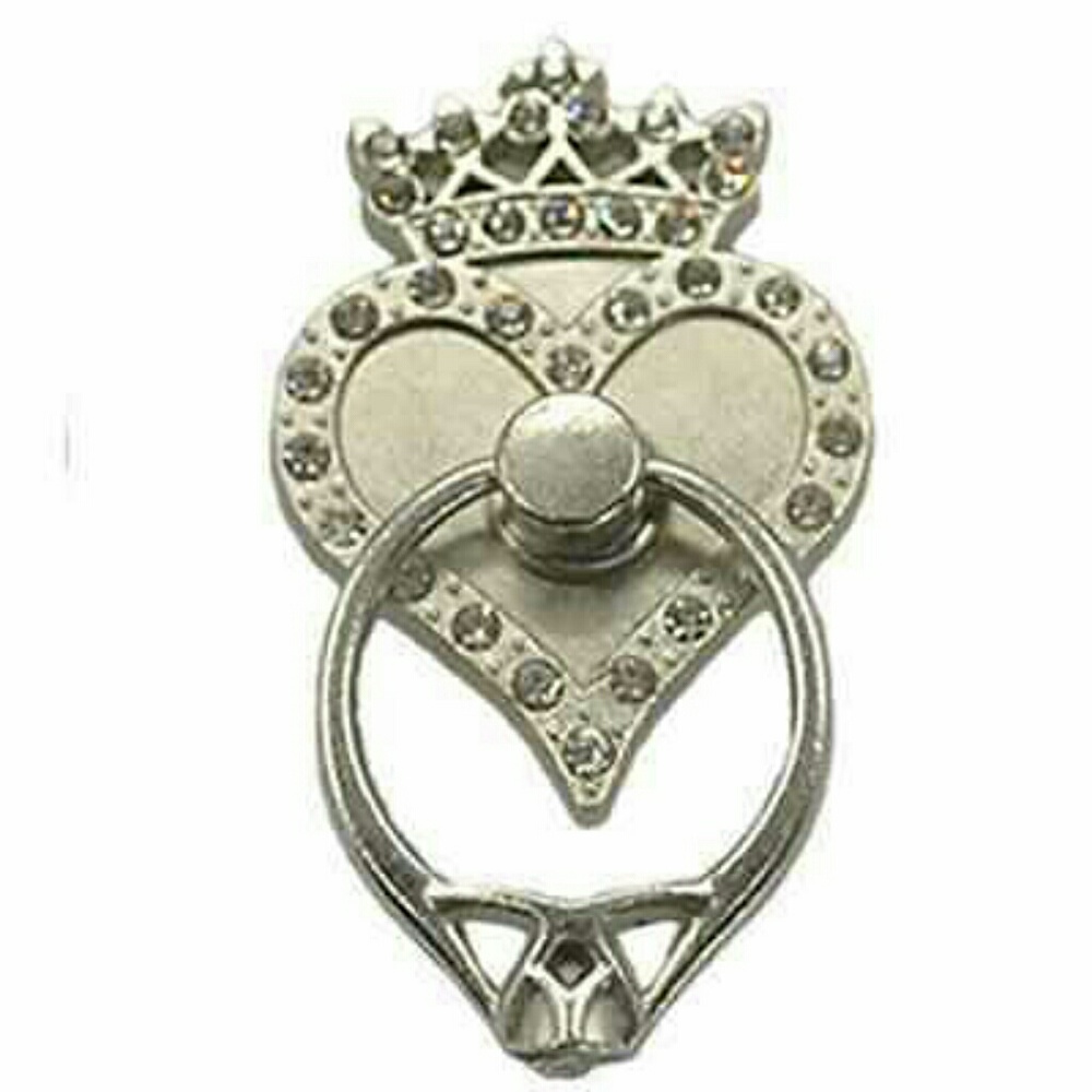 BOGO-Heart with Crown and Rhinestone Phone Ring - Picture 4 of 5