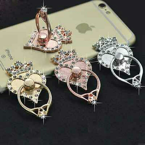 Accessories - BOGO-Heart with Crown and Rhinestone Phone Ring