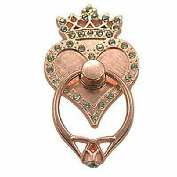 BOGO-Heart with Crown and Rhinestone Phone Ring - Picture 5 of 5