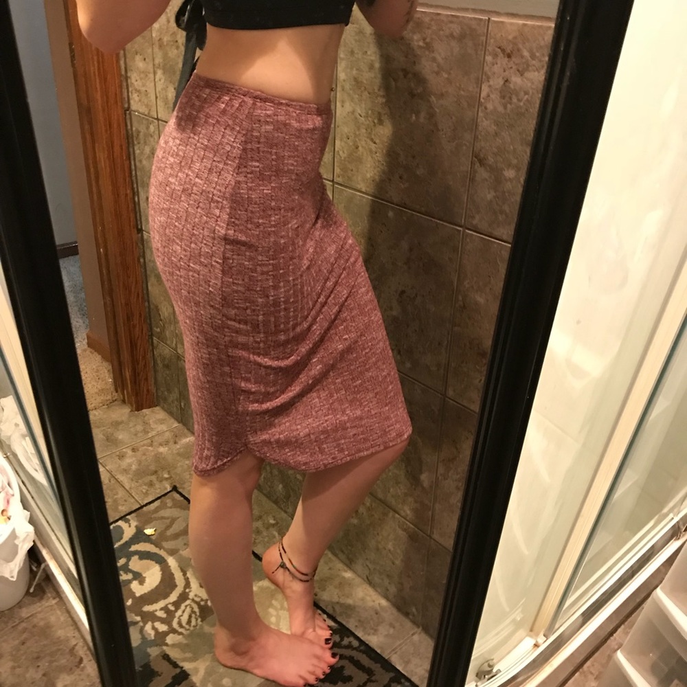 red double lined pencil skirt sz M