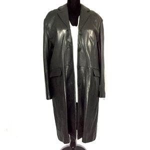 Calvin Klein Black Lambskin Long Trenchcoat