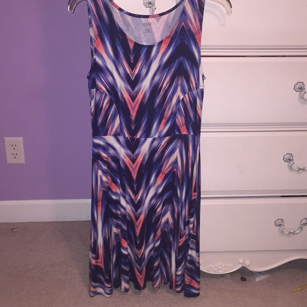 Blue and pink patterned dress