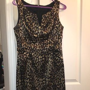 Satin leopard below the knee cocktail dress!!
