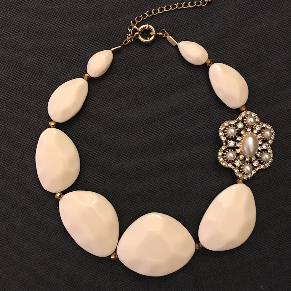 Rhinestone and Pearl Statement Necklace