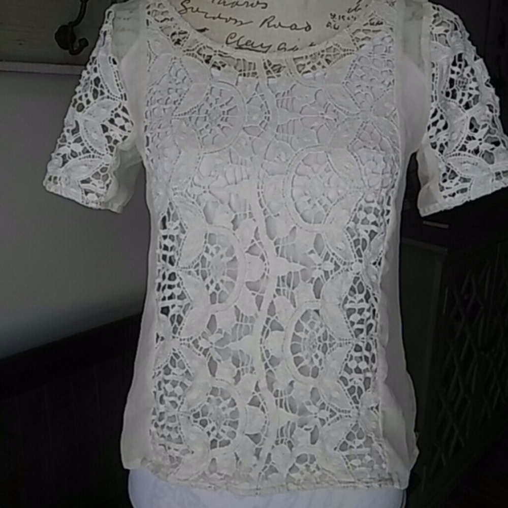 AEO Boho lace- detailed sheer top
