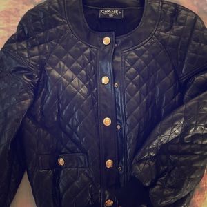Authentic Chanel Leather Bomber Jacket
