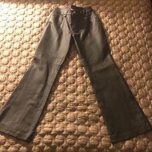 Olive Green Genuine Leather Pants