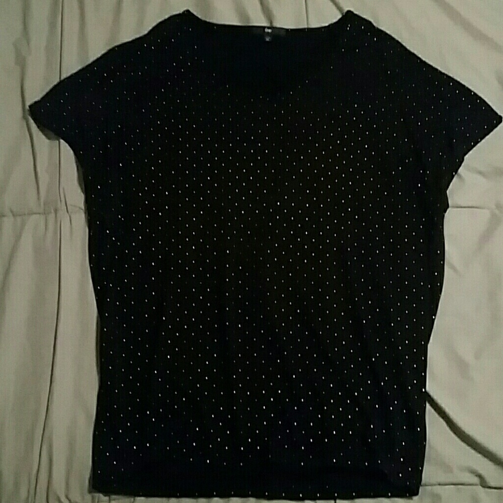Black blouse with small gold beads